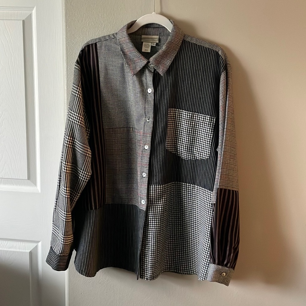 Multiple patterned women’s button up shirt